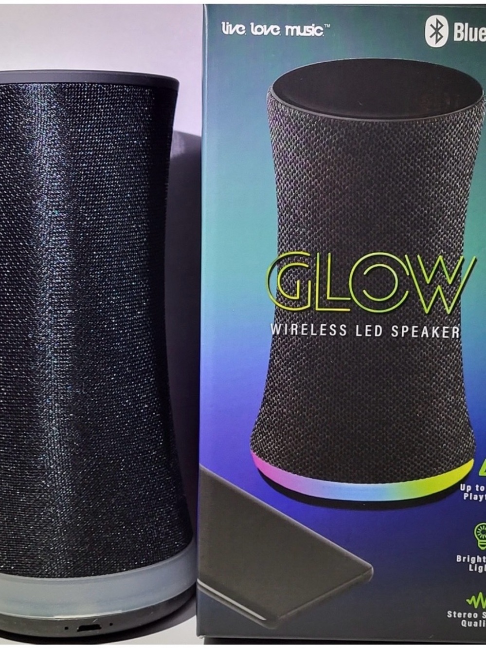 Vibe Glow Wireless LED Speaker - Black and Lime